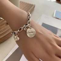 2021 New Ingot Retro Distressed Heart Bracelet Female Ins Special-interest Design Round Brand Student Cold Style Simple sku image 2