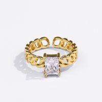 French Gold Chain Zircon Ring Simple Temperament Opening Index Finger Ring sku image 1