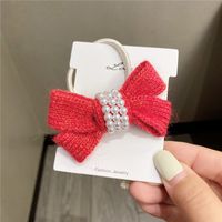 Autumn And Winter New Bow Wool Simple Headband Female Online Influencer Ins Rubber Band Female Hair Tie Pearl Tie Waist Hair Ring sku image 2
