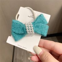 Autumn And Winter New Bow Wool Simple Headband Female Online Influencer Ins Rubber Band Female Hair Tie Pearl Tie Waist Hair Ring sku image 4