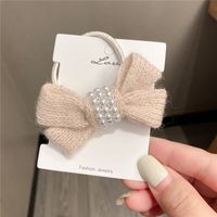 Autumn And Winter New Bow Wool Simple Headband Female Online Influencer Ins Rubber Band Female Hair Tie Pearl Tie Waist Hair Ring sku image 6