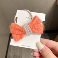 Autumn And Winter New Bow Wool Simple Headband Female Online Influencer Ins Rubber Band Female Hair Tie Pearl Tie Waist Hair Ring sku image 7
