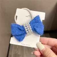Autumn And Winter New Bow Wool Simple Headband Female Online Influencer Ins Rubber Band Female Hair Tie Pearl Tie Waist Hair Ring sku image 9