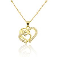 Ins Europe And America Cross Border Heart-shaped Letter Inlaid Zirconium Pendant  Spot Copper-plated Gold Letter Heart-shaped Necklace For Women sku image 1