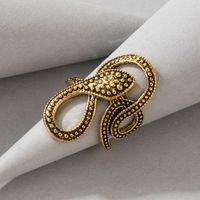 European And American Long Trend Snake Print Ring Punk Style Metal Animal Retro Exaggerated Snake Ring main image 5