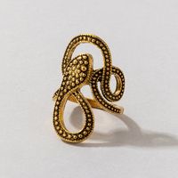 European And American Long Trend Snake Print Ring Punk Style Metal Animal Retro Exaggerated Snake Ring main image 7