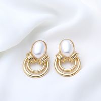 Simple Earrings Geometric Earrings Copper Pearl Earrings Wholesale main image 3