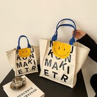 Tide Brand Letter Printed Canvas Korean Shoulder 2021 Fashion New Smiling Face Handbag main image 1