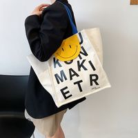 Tide Brand Letter Printed Canvas Korean Shoulder 2021 Fashion New Smiling Face Handbag main image 3
