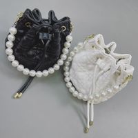 Nouveau Sac De Messager En Chaîne De Perles À La Mode Texturé Sac Seau En Diamant Sauvage main image 3