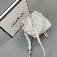 Textured New Trendy Fashion Pearl Chain Messenger Bag Wild Diamond Bucket Bag main image 5