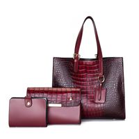 European And American Fashion Crocodile Pattern Three-piece Elegant Handbag Messenger Bag sku image 5