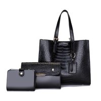European And American Fashion Crocodile Pattern Three-piece Elegant Handbag Messenger Bag sku image 6