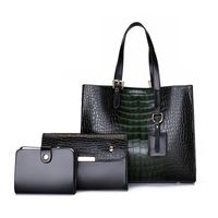 European And American Fashion Crocodile Pattern Three-piece Elegant Handbag Messenger Bag sku image 7