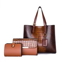 European And American Fashion Crocodile Pattern Three-piece Elegant Handbag Messenger Bag sku image 8