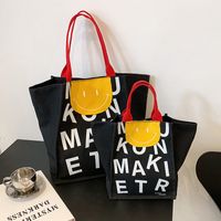 Tide Brand Letter Printed Canvas Korean Shoulder 2021 Fashion New Smiling Face Handbag sku image 2