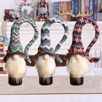 Hong Kong Love Home Knitting Red Wine Bottle Santa Claus Wine Sleeve Holiday Dress Up Christmas Faceless Doll Bottle Cover sku image 1