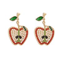 Imitation Pearl Drop Oil Cute Fruit Earrings sku image 1