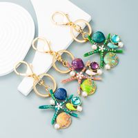 Bohemian Shell Ocean Wind Starfish Pendant Pearl Rhinestone Keychain Pendant main image 2