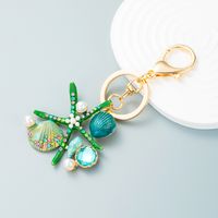 Bohemian Shell Ocean Wind Starfish Pendant Pearl Rhinestone Keychain Pendant sku image 3