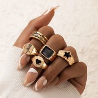 New Hollow Carved Ring Set Of 7 Retro Joint Ring Set sku image 12