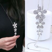 Accessoires De Fleurs En Strass Sautoir Clignotant Concis En Métal De Mode Coréenne Dégoulinant De Chaîne De Chandail À Long Collier main image 2