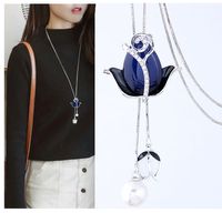 Korean Fashion Metal Simple Tulip Accessories Dripping Long Necklace Sweater Chain main image 1