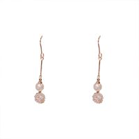 Real Gold Plating High-end Temperament Copper Micro-inlaid Zircon Long Earrings main image 6