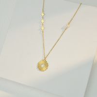 Simple Style Stitching Chain Hollow Round Necklace Female 14k Gold Titanium Steel Sweater Chain main image 3