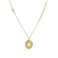 Simple Style Stitching Chain Hollow Round Necklace Female 14k Gold Titanium Steel Sweater Chain main image 6