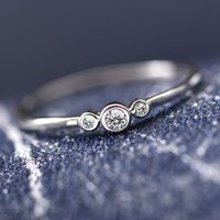 Fashion Temperament Ring Simple And Versatile Inlaid Three Zircon Joint Rings main image 3