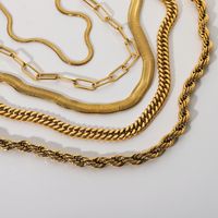 Twisted Cuban Chain 18k Gold Plated Stainless Steel Necklace Hip Hop Necklace Wholesale main image 2