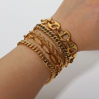 Fashion Stainless Steel Plating No Inlaid Gold Plated Bracelets main image 3