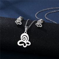 European And American New Stainless Steel Butterfly Necklace Set Earrings Two-piece Accessories main image 2