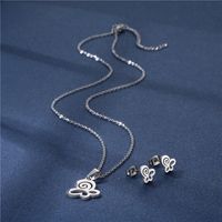 European And American New Stainless Steel Butterfly Necklace Set Earrings Two-piece Accessories main image 3