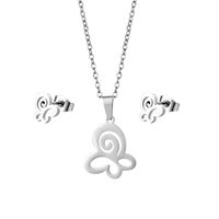 European And American New Stainless Steel Butterfly Necklace Set Earrings Two-piece Accessories main image 6