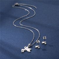 Angel Necklace Fairy Angel Pendant Fashion Stainless Steel Necklace Earring Set main image 3