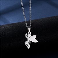 Angel Necklace Fairy Angel Pendant Fashion Stainless Steel Necklace Earring Set main image 5