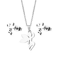 Angel Necklace Fairy Angel Pendant Fashion Stainless Steel Necklace Earring Set main image 6