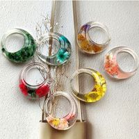 European And American Transparent Epoxy Flower Durable Leaves Dried Flowers Ring Acrylic main image 2