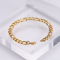 Hip-Hop Geometric 304 Stainless Steel Inlaid Gold No Inlaid 18K Gold Plated Men'S Bracelets main image 4