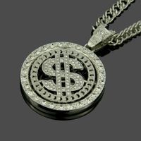 European And American Hip-hop Diamond-studded Dollar Rotating Pendant Necklace main image 4