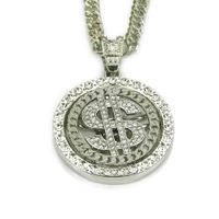 European And American Hip-hop Diamond-studded Dollar Rotating Pendant Necklace main image 6