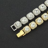 Hip-hop Men's Short Square Diamond Full Diamond Cuban Chain Necklace Bracelet Wholesale main image 5