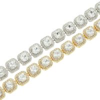 Hip-hop Men's Short Square Diamond Full Diamond Cuban Chain Necklace Bracelet Wholesale main image 6