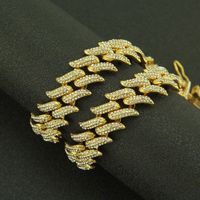 Three-row Diamond Diamond-shaped Thorns Men's Dragon Beard Buckle Necklace Bracelet main image 3