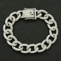 European And American Hip Hop Full Diamond Domineering Cuban Chain Necklace Trendy Men's Bracelet main image 4