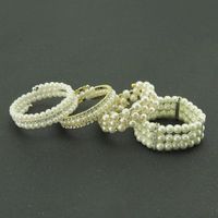 Fashion Personality Diamond-studded Pearl Three-layer Wide Bracelet main image 3