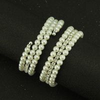 Fashion Personality Diamond-studded Pearl Three-layer Wide Bracelet main image 4