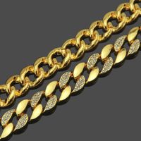 Hip-hop Style 18k Gold Men's Diamond Necklace 30-inch Cuban Chain Necklace And Bracelet Wholesale main image 4